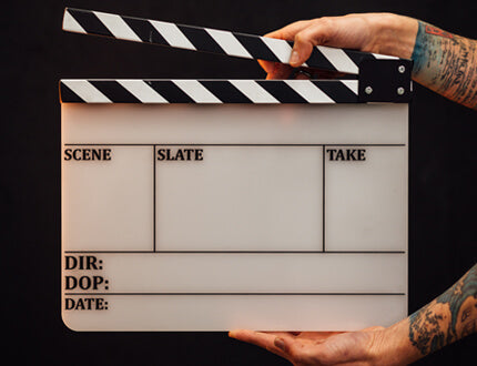 Large Standard Engraved Clapperboard with Filmsticks Large All-Weather Resin Sticks