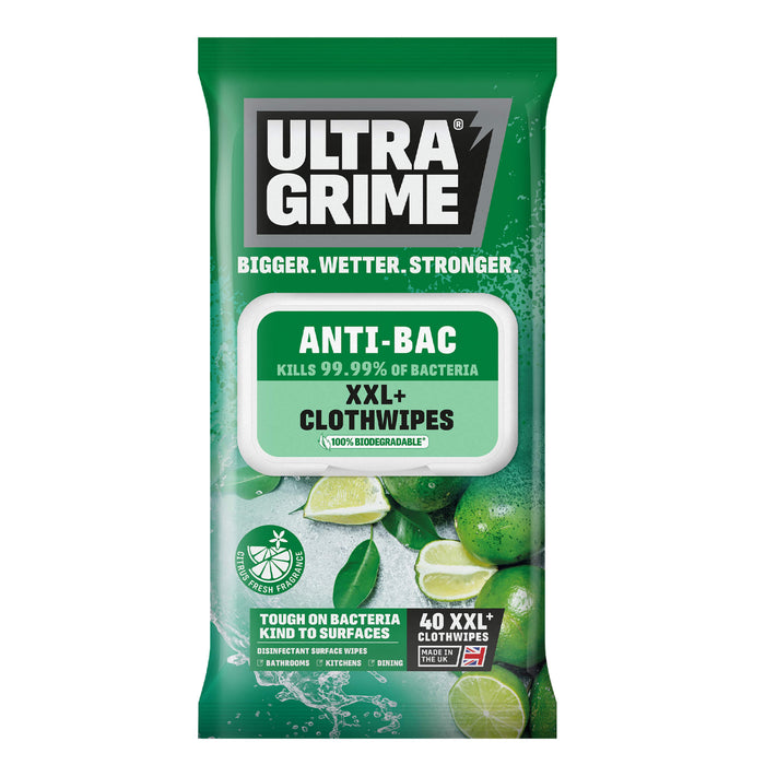 Ultragrime Life Antibac Cloth Wipes 40 Pack XXL